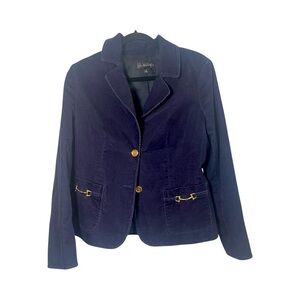 Talbots Corduroy Blazer Blue Womens 8 Stretch